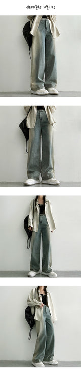 [Short, basic, long] [S-2XL] [Summer long pants!] ヒンズウォッシングワイドデニムパンツ (4 colors)