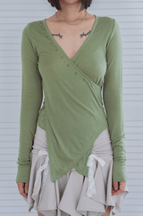 ストーンVネックTシャツ_ green