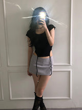 ピンタックミニサテンスカート