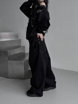 back rivet winter wide pants