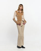 Embroidered Velvet Slim Shirt _ BEIGE