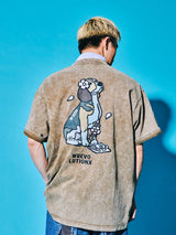 サクラアニマルズオリーブデニムウォッシュドTシャツ (ドギー)