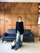 Side strap soft long-sleeve t-shirt