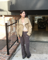 Double button short trench jacket