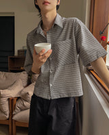 Fury Seersucker Crop Short Sleeve Shirt