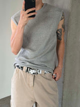 Ribbed muscle knit sleeveless(5color)