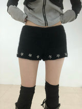 Fuzzy Snow Stud Mini Shorts