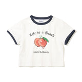 Life is a Peach Crop Ringer T-Shirt_White