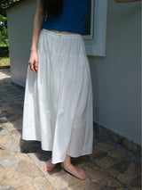 Shirring Cotton Maxi Skirt (White)