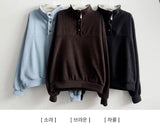 Bomi Two-Tone Snap Button Fleece Loose Fit Pullover