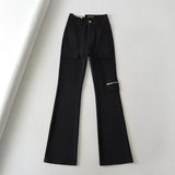High-End Zipper Long Bootcut Pants