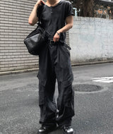 Diagonal Cargo Wide Pants