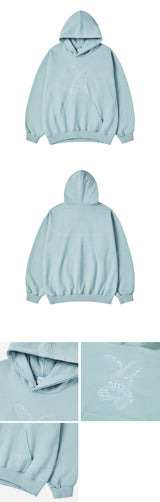 24FW レタリングラビットフーディーダークミント