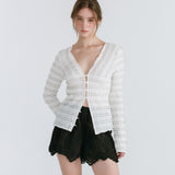 FRILL BUTTON CARDIGAN / IVORY