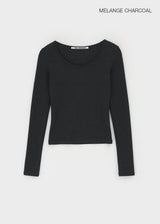 [B-BASIC] ソフトフリースUネック長袖Tシャツ (2SIZE)