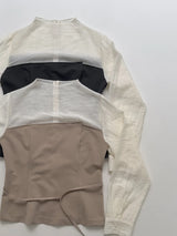 [Belt SET] Souffle Pintuck Layered Blouse