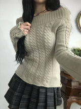 Off-Shoulder Cable Sweater