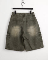 【4color】ティシャンカーゴバミューダハーフデニムショートパンツ