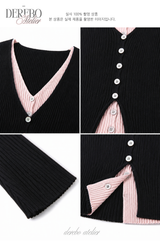 Black Pink Layered Knit Top