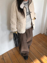 25FW★ [BAONHAUS] セルンカラーマッチングコーデュロイワイドパンツ