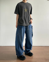 Solar embroidered denim pants