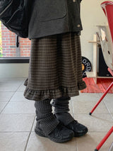 Kalmo Frill Check Banding Midi Skirt