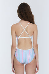 [Milky Stripes_blue cloud] One Piece Swimsuit