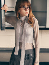 KNIT BUSTIER MUFFLER SET GRAY