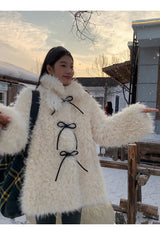 アイボリープードルファーリボンハーフコート