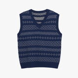 Stranger Regular Angora V-Neck Vest (Navy)