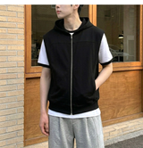 クロップフーディドジップアップベスト ブラック