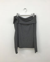 ボタンアップオフショルダーTシャツ (2color)