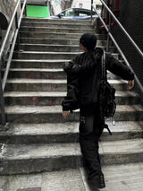 【limited price】Deep Black Semi-Crop Fur Silver Winter Jumper Jacket - Deep Black 