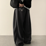Angel Wing Star Pocket Embroidery Wide Banding Pants