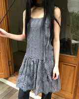 リネンチェックスリーブレスドレス