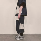 reverse terry pocket denim capri shorts_blue