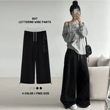 Lettering detail! Yoko Banding Wide Pants (4 colors)