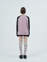patched raglen t-shirts / blueberry
