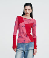 Elemental Motif Patchwork T-shirt _ RED