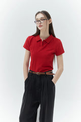 KIRSH PLAIN SLIM FIT PIQUE T-SHIRT - RED