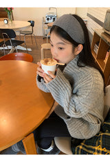 turtleneck button oversized-fit half cardigan