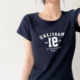 前腕カバー × スリムフィット 🤍 91 レタリング半袖Tシャツ (4 colors)