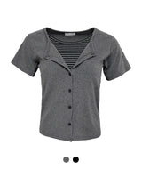 Joanne Layered Button Tee