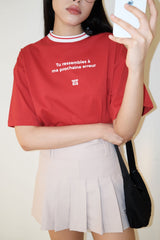 DVRK PRIVÉ STRIPED NECK OVERSIZE TEE - RED