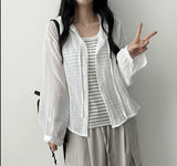 Wanu linen button hooded cardigan