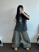 ヘビールーズフィットツーピンタックバルーンパンツ 💚🧸🖤3カラー