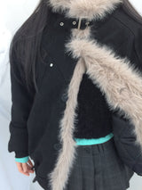 Milkfur high neck suede jumper