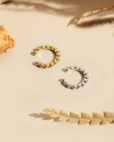silver bead rhodium plating + 925 silver ear cuff E066-01H