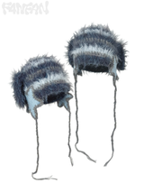 Handmade Crochet Fluffy Puppy Ear Hat & Star Ear Warmers- Misty Cool-Toned