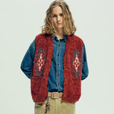 chimayo pattern brushed knit vest brick